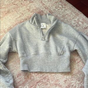 Gray Half-Zip Women's Sweater cropped